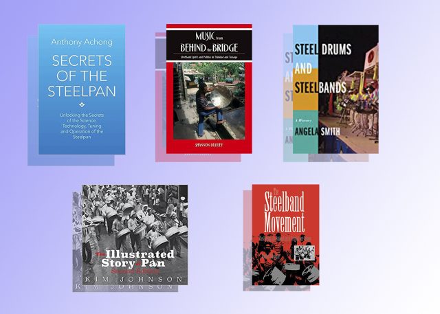 5 books you should read on the steelpan instrument laid out in a creative layout