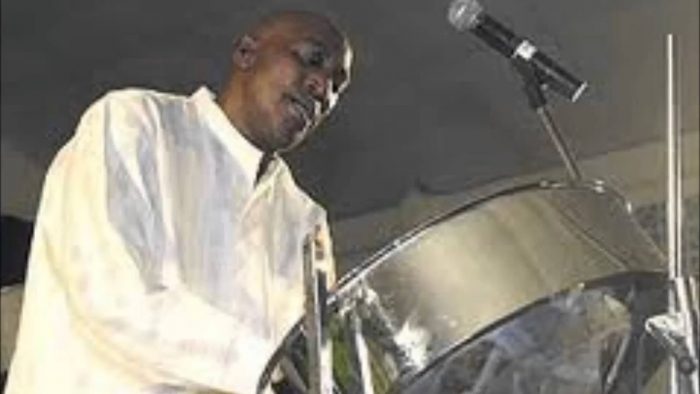 Earl Brooks performs on his tenor pan. 